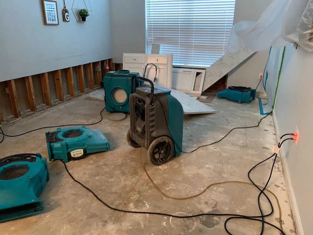 Dehumidifier in flood-cut room for Water Damage Restoration in Thonotosassa